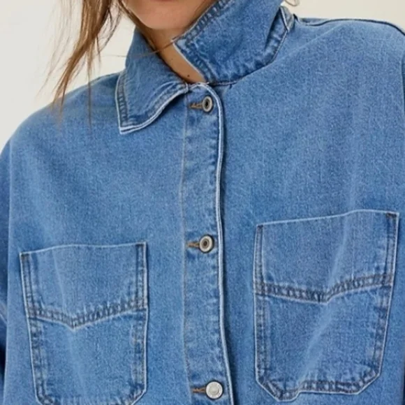 We The Free Madison City Denim DYI Vest Jacket Women's Size Medium Altered - Picture 14 of 16